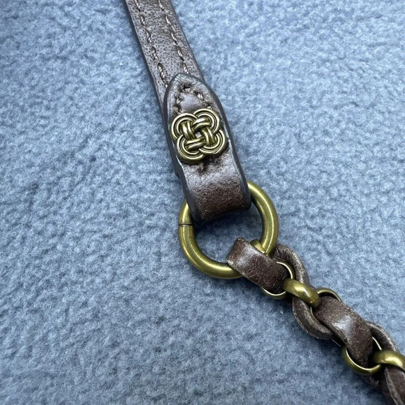 Elliott Lucca Cordoba Brown Leather Crossbody Purse Envelope Clutch Turn Lock - Picture 8 of 10